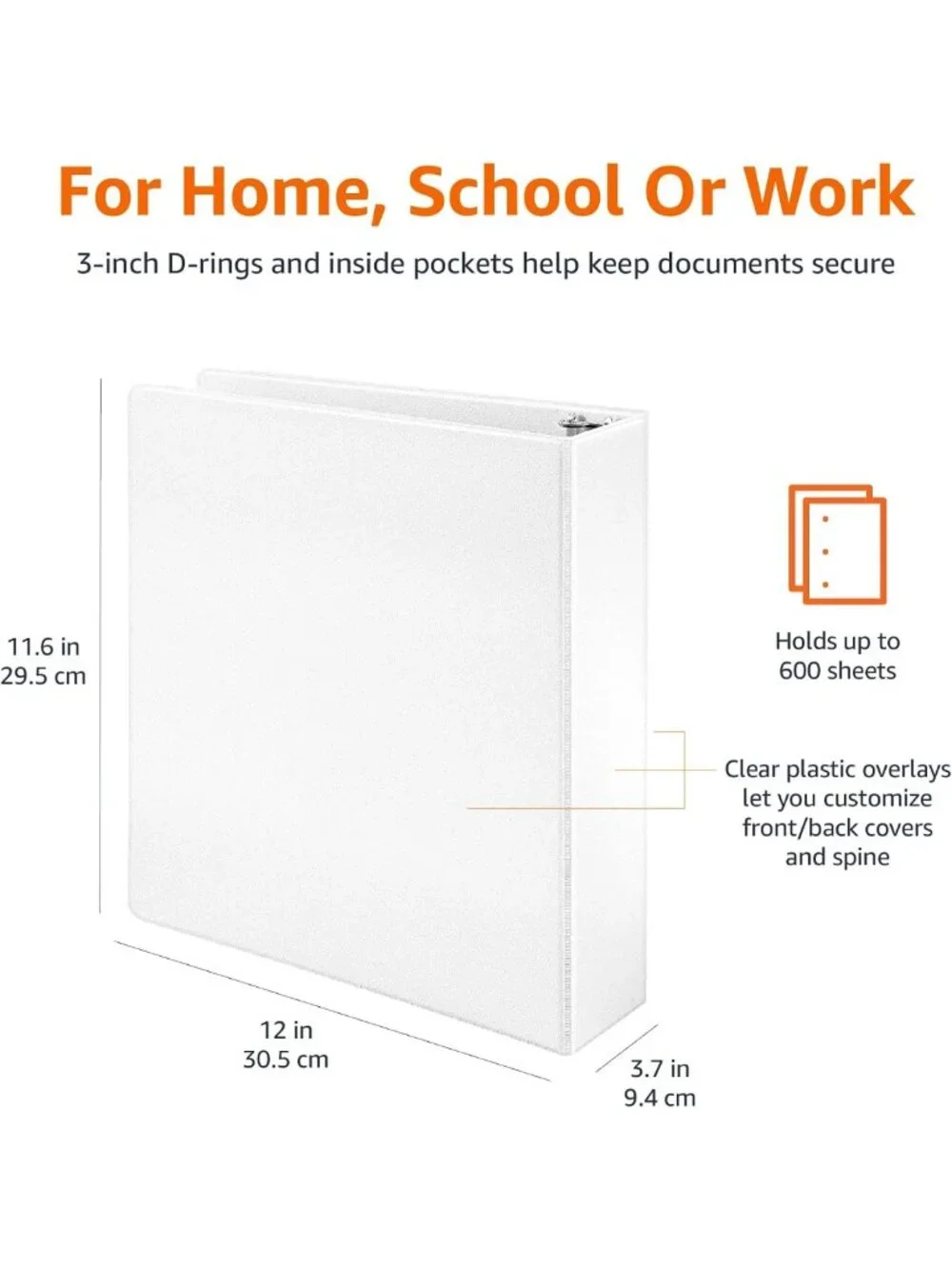 3-Inch D-Ring Binders, 2-Pack - Perfect for School, Home Office & Paper Storage